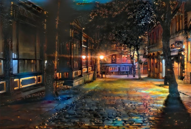 Digital Arts titled "Dark Street" by Alpha Zero, Original Artwork, Digital Painting