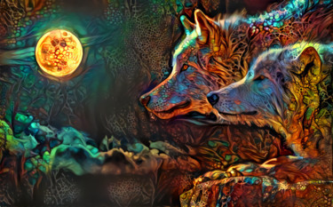 Digital Arts titled "Loups" by Alpha Zero, Original Artwork, Digital Painting