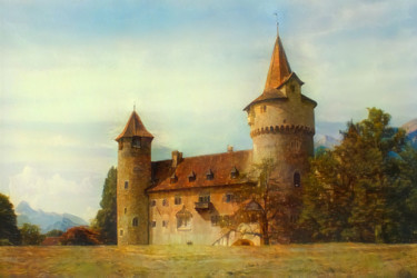 Arte digitale intitolato "Medieval Castle" da Alpha Zero, Opera d'arte originale, Pittura digitale