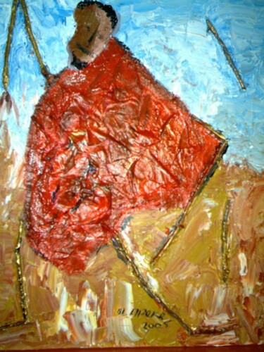 Painting titled "Eternal Tribe" by Alphonse Mpeke, Original Artwork