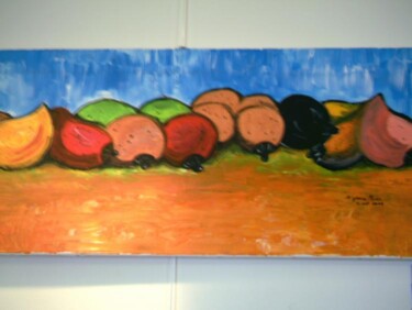 Painting titled "Passion Fruits" by Alphonse Mpeke, Original Artwork, Oil