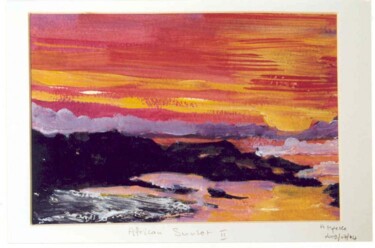 Painting titled "African Sunset II" by Alphonse Mpeke, Original Artwork
