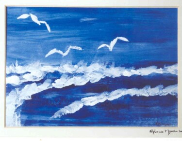 Painting titled "Between Sky and Sea" by Alphonse Mpeke, Original Artwork, Oil