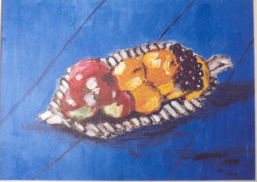 Painting titled "Fruits" by Alphonse Mpeke, Original Artwork, Oil