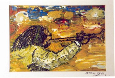 Painting titled "Jazzy Mood" by Alphonse Mpeke, Original Artwork, Oil