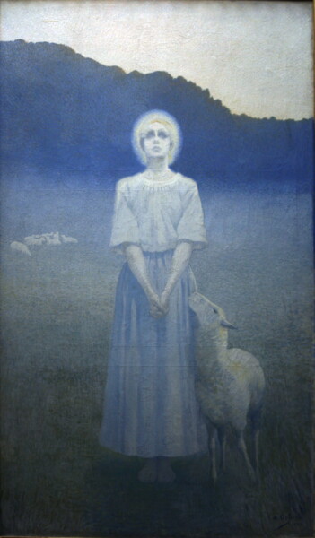 Картина под названием "Vision de sainte Ge…" - Alphonse Osbert, Подлинное произведение искусства, Масло