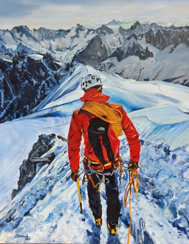 Pintura intitulada "L'alpiniste sur la…" por Ludovic Perrenoud, Obras de arte originais, Óleo