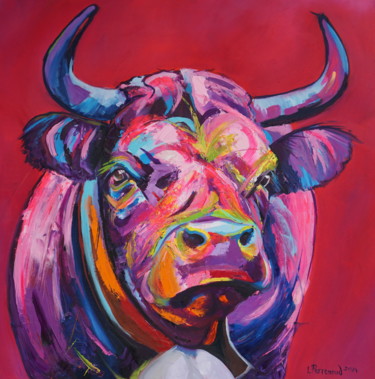 Painting titled "Vache" by Ludovic Perrenoud, Original Artwork, Oil