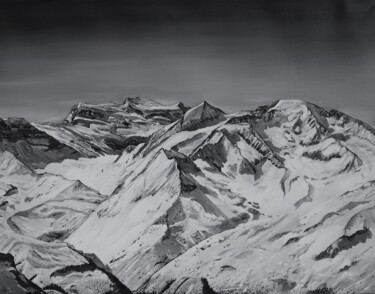 Les Combins Peinture intitulée "Les Combins" par Ludovic Perrenoud, Œuvre d'art originale, Huile