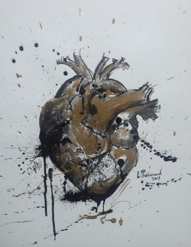 Peinture intitulée "Coeur en or" par Ludovic Perrenoud, Œuvre d'art originale, Acrylique