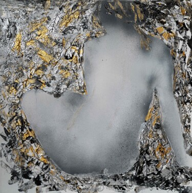 Nude woman sitting on the bed with her back turned Painting titled "Nude woman sitting…" by Alrandir, Original Art, Acrylic Mounted on Stretcher frame