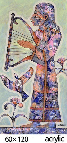 Painting titled "Syrian Mythology 3-3" by Nabeel Alsamman, Original Artwork, Acrylic
