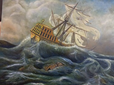 Malerei mit dem Titel "Stormy exterior cal…" von Alsin, Original-Kunstwerk, Öl