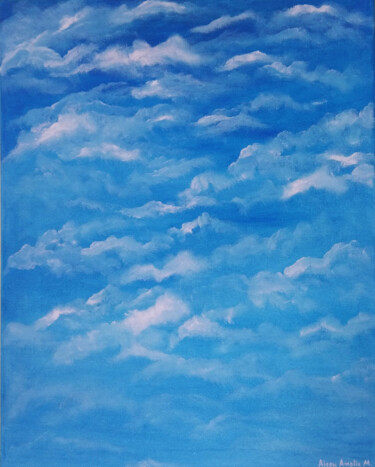 Картина под названием "Небо" - Alsou Amalia, Подлинное произведение искусства, Масло Установлен на Деревянная рама для носил…
