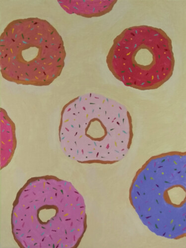 Painting titled "Donuts" by Alsou Amalia, Original Artwork, Acrylic Mounted on Wood Stretcher frame