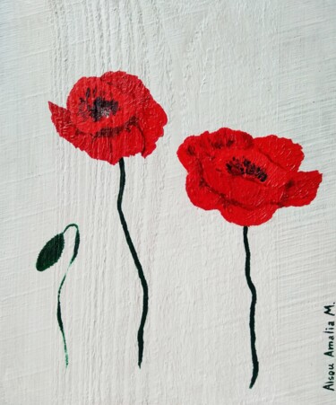 Painting titled "Poppy's" by Alsou Amalia, Original Artwork, Oil