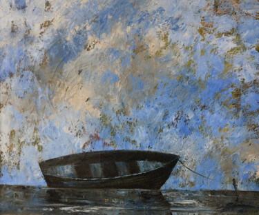 Schilderij getiteld "Лодка" door Alsu Iusupova, Origineel Kunstwerk, Olie