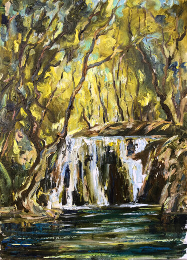 Painting titled "Waterfall" by Alsu Iusupova, Original Artwork, Oil