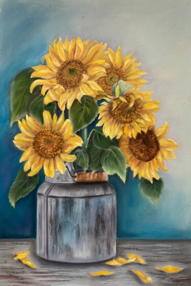 Malerei mit dem Titel "Sunny bouquet" von Alsu Vagidullina, Original-Kunstwerk, Pastell