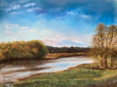 Painting titled "River" by Alsu Vagidullina, Original Artwork, Pastel