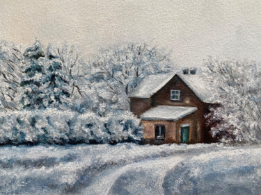 Ζωγραφική με τίτλο "Winter house" από Alsu Vagidullina, Αυθεντικά έργα τέχνης, Λάδι