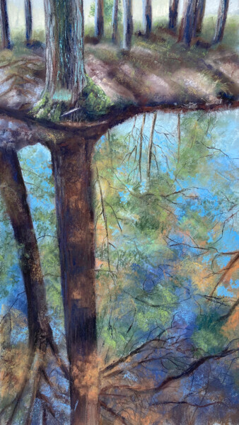Ζωγραφική με τίτλο "Tree reflection" από Alsu Vagidullina, Αυθεντικά έργα τέχνης, Παστέλ