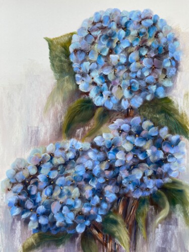 Painting titled "Hydrangea" by Alsu Vagidullina, Original Artwork, Pastel