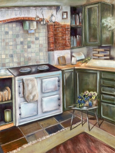 Peinture intitulée "Intérieur de cuisine" par Alsu Vagidullina, Œuvre d'art originale, Pastel