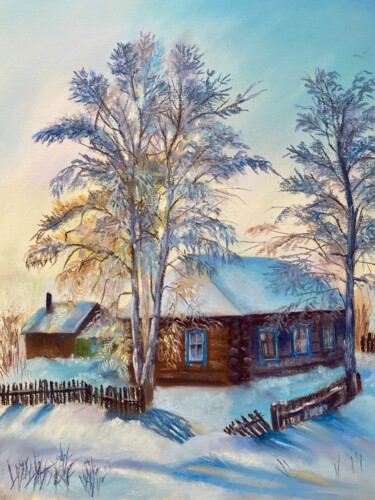 Malerei mit dem Titel "Matinée au village" von Alsu Vagidullina, Original-Kunstwerk, Pastell