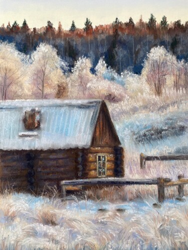 Malerei mit dem Titel "Jour d'hiver" von Alsu Vagidullina, Original-Kunstwerk, Pastell
