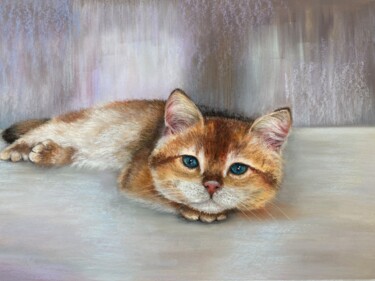 Peinture intitulée "chat nommé noix de…" par Alsu Vagidullina, Œuvre d'art originale, Pastel