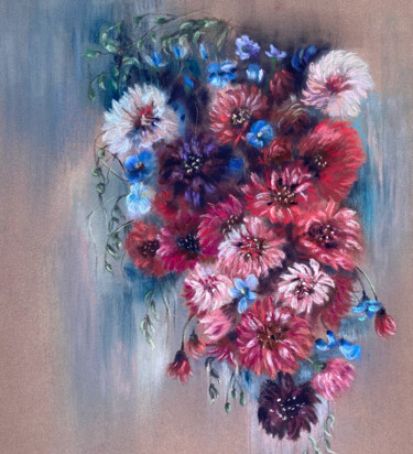 Pintura intitulada "fleurs de pays" por Alsu Vagidullina, Obras de arte originais, Pastel