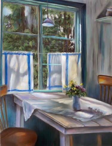 Painting titled "Calme à l'intérieur" by Alsu Vagidullina, Original Artwork, Pastel