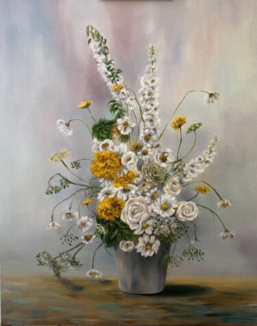 Painting titled "Fleurs de jardin" by Alsu Vagidullina, Original Artwork, Oil