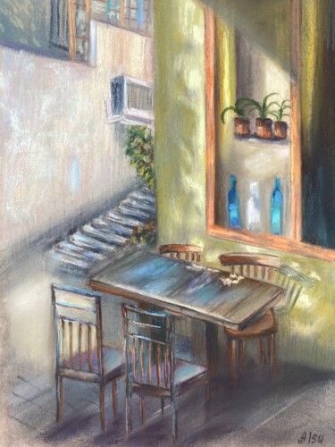 Dessin intitulée "Rue D'Erevan" par Alsu Vagidullina, Œuvre d'art originale, Pastel