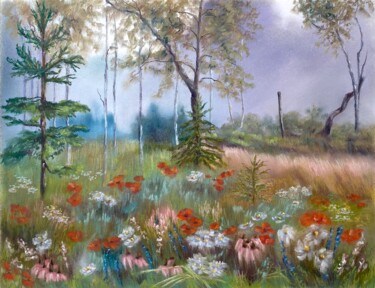 Peinture intitulée "Forest flowers" par Alsu Vagidullina, Œuvre d'art originale, Pastel