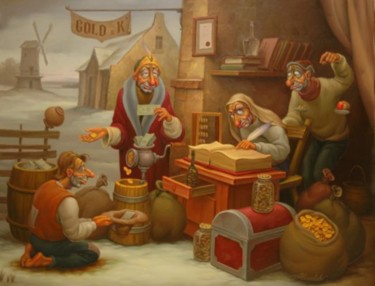 Картина под названием "Продавец денег" - Анатолий Козельский, Подлинное произведение искусства, Другой