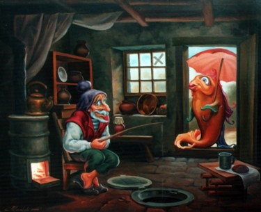 Painting titled "Золотая рыбка" by Anatolii Kozelskii, Original Artwork, Other