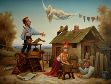 Painting titled "Поэт" by Anatolii Kozelskii, Original Artwork, Oil