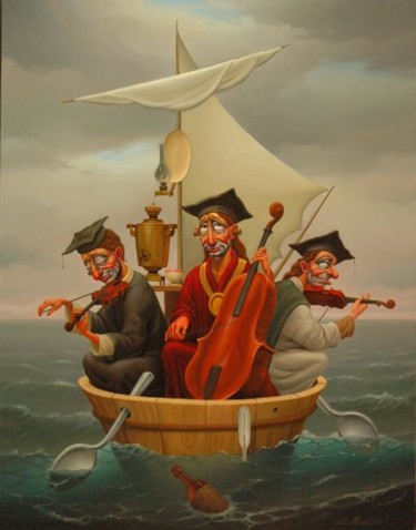 Painting titled "Три мудреца" by Anatolii Kozelskii, Original Artwork, Oil