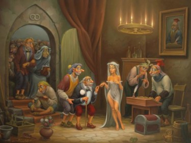 Pittura intitolato "Неравный брак" da Anatolii Kozelskii, Opera d'arte originale, Olio