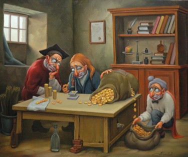 Картина под названием "Кидалы" - Анатолий Козельский, Подлинное произведение искусства, Масло