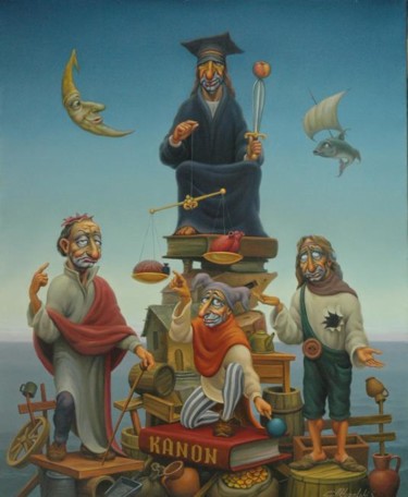 Peinture intitulée "Вечный спор" par Anatolii Kozelskii, Œuvre d'art originale, Huile