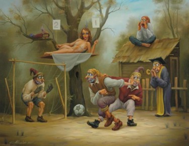Painting titled "Футбол" by Anatolii Kozelskii, Original Artwork, Oil