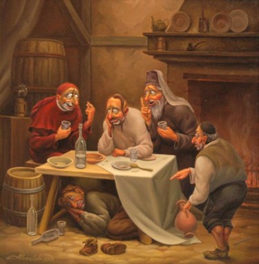 Painting titled "Запад-Восток" by Anatolii Kozelskii, Original Artwork, Other