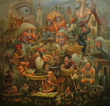 Schilderij getiteld "Иерархия" door Anatolii Kozelskii, Origineel Kunstwerk, Olie