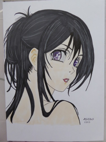 Drawing titled "Visage manga" by Althea, Original Artwork