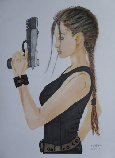 Dessin intitulée "Lara Croft" par Althea, Œuvre d'art originale