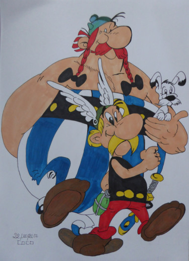 Drawing titled "Astérix et Obélix" by Althea, Original Artwork