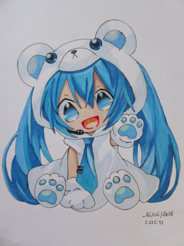 Dessin intitulée "Hatsune Miku" par Althea, Œuvre d'art originale